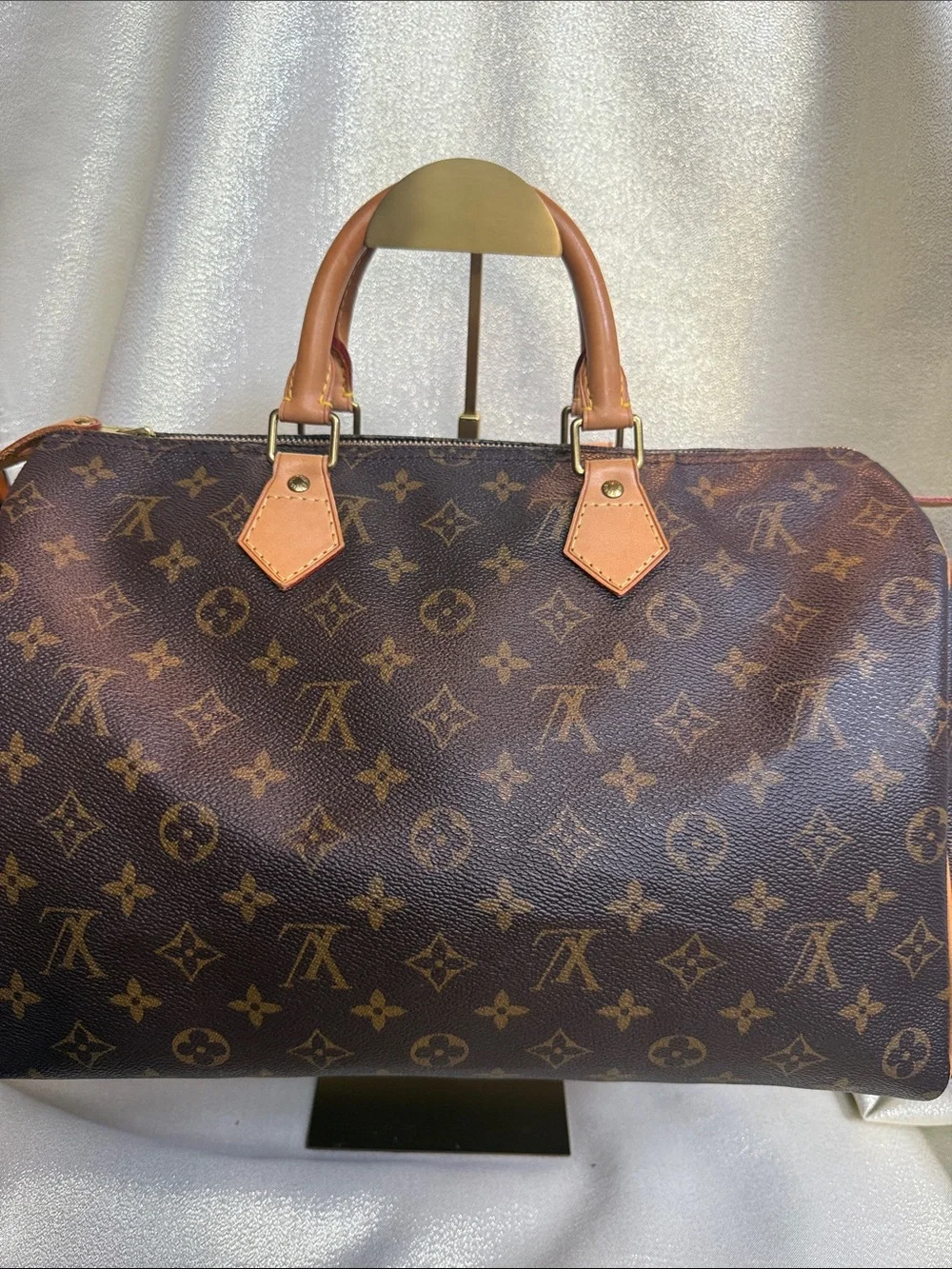 Louis Vuitton Brown Monogram Speedy 35 with Tan Trim - Really Good Condition